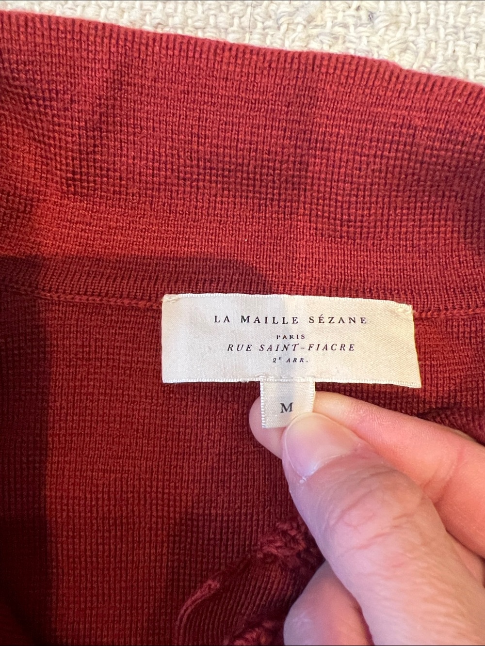 Sezane Deep Red Button-Up Knit Jacket - Picture 2 of 4